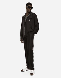 Silk jogging pants with DG embroidered patch