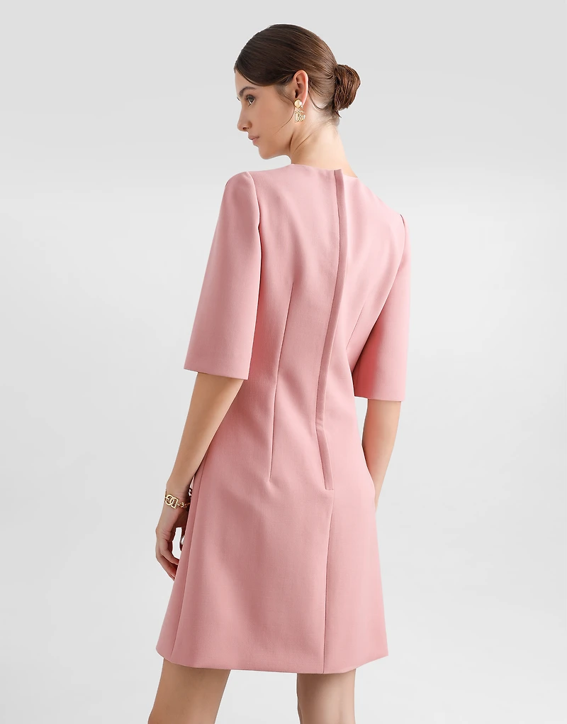Wool crepe midi fit-and-flare dress