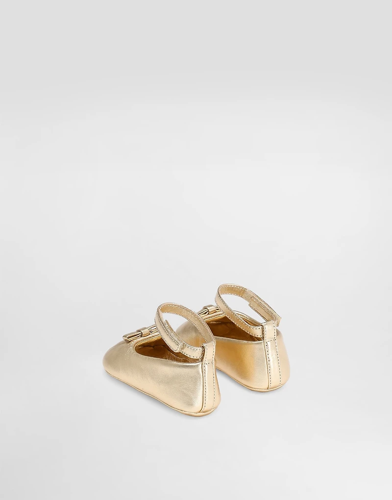 Laminated nappa leather ballet flats with logo
