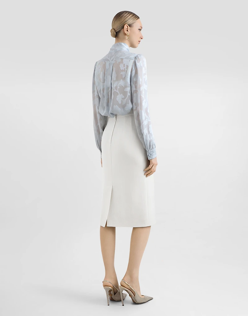 Floral fil coupé jacquard chiffon shirt