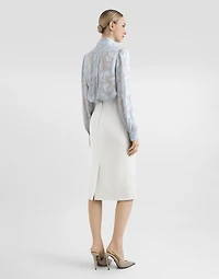 Floral fil coupé jacquard chiffon shirt