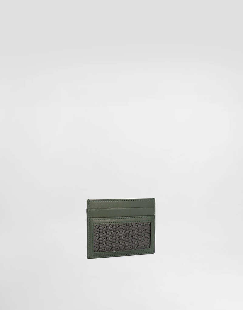 Plongé woven calfskin card holder