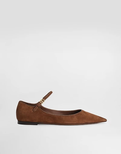 Suede and nappa leather ballet flats
