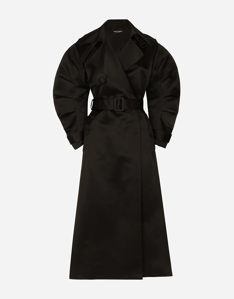 Duchesse trench coat with gathered sleeves
