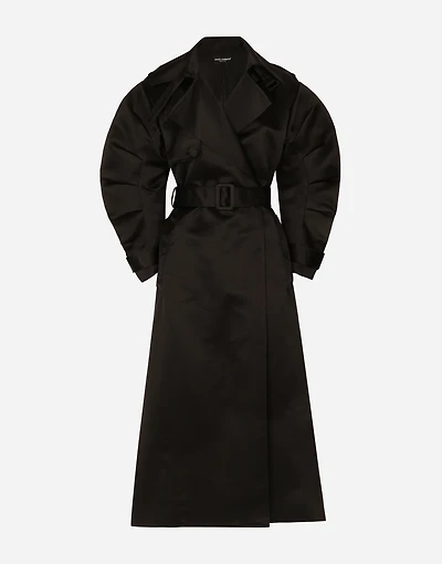 Duchesse trench coat with gathered sleeves