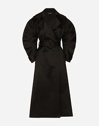 Duchesse trench coat with gathered sleeves