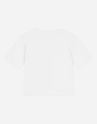 Jersey T-shirt with logo print and rose patch