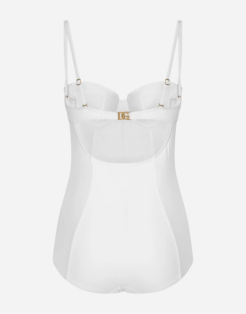 Full swimsuit with balcony neckline