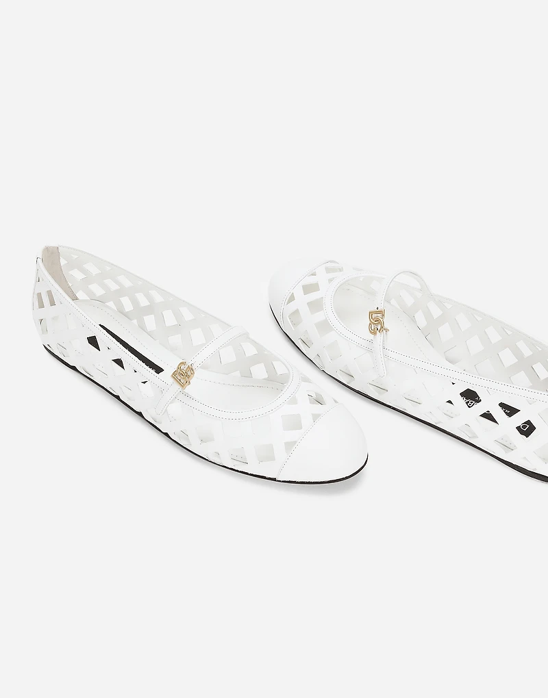 Openwork calfskin ballet flats