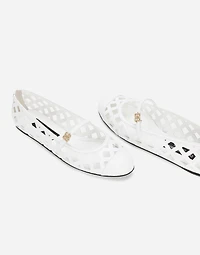 Openwork calfskin ballet flats