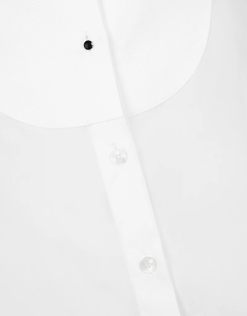 Cotton poplin shirt with piqué front