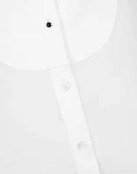 Cotton poplin shirt with piqué front