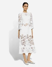 Cotton calf-length dress with cut-out detailing