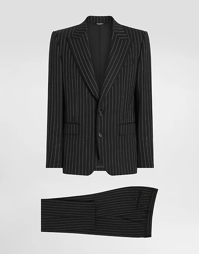 Single-breasted pinstripe stretch wool Sicily-fit suit