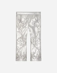 Foiled faux leather pants with embellishment