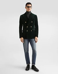 Double-breasted sicilia light cotton velvet jacket