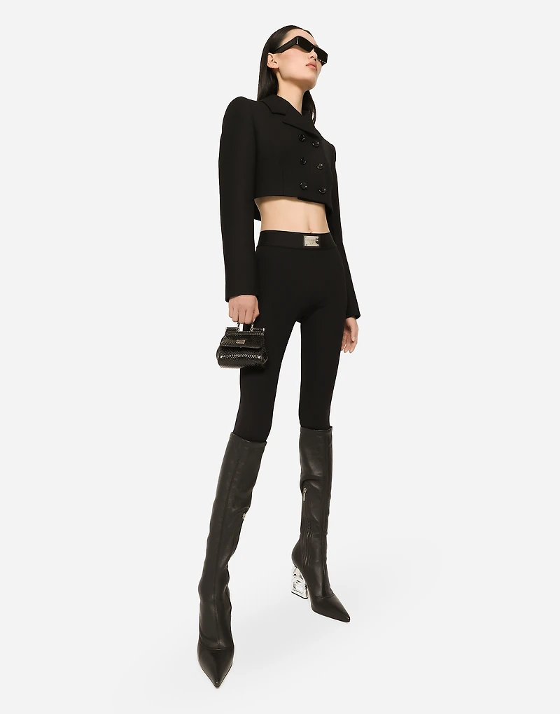 Short double-breasted twill jacket