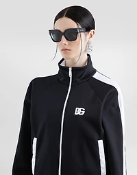Zip-up triacetate sweatshirt with DG logo embroidery