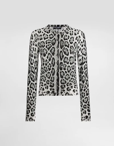 Leopard-print silk cardigan