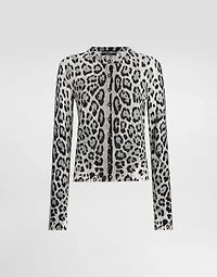 Leopard-print silk cardigan
