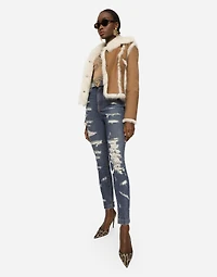 Short shearling jacket
