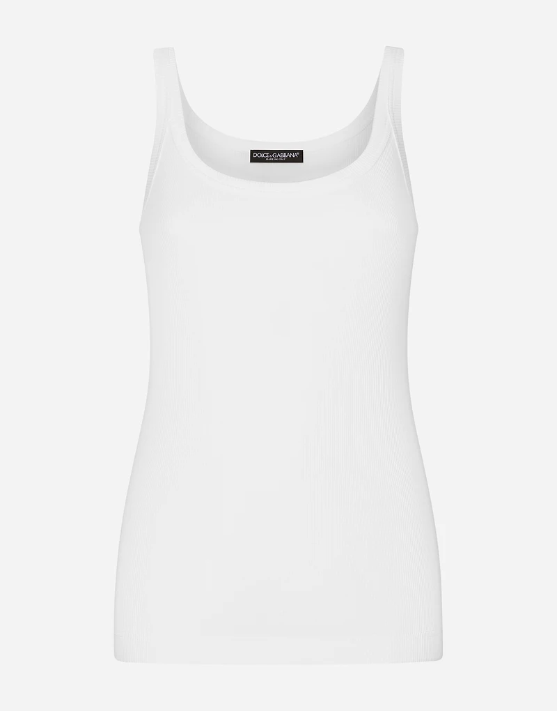 Fine-rib cotton singlet