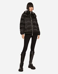 Satin jacquard down jacket with all-over DG logo