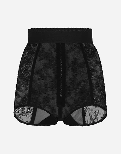 Lace high-waisted panties with elasticated waistband