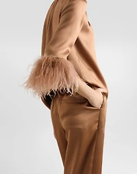 Double silk satin pajama pants