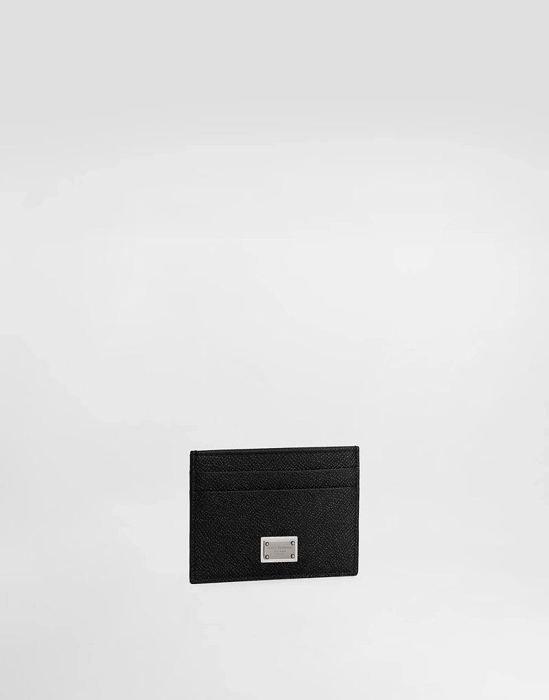 Calfskin card holder with branded plate