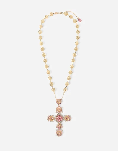 Filigree Necklace 18-carat yellow gold and pink tourmalines