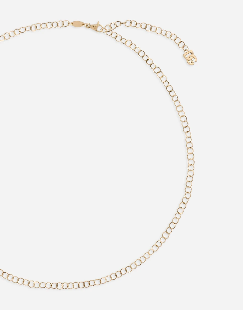 Lettering Chain Necklace twisted wire in 18-carat yellow gold