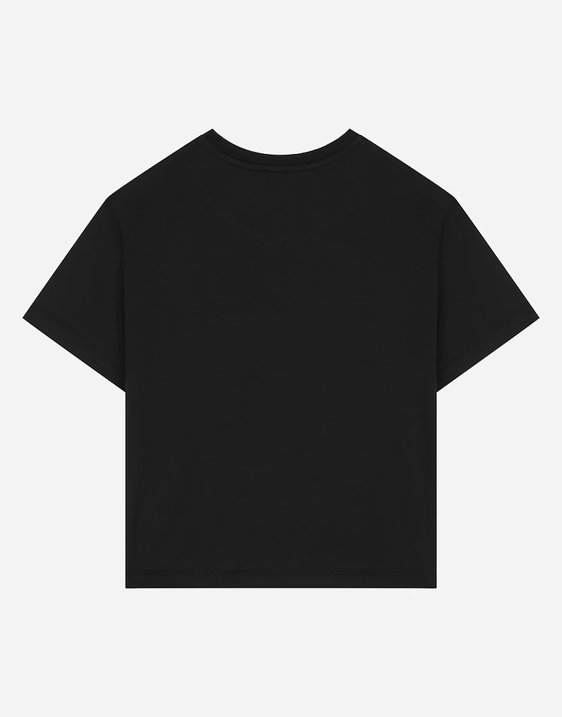 Jersey T-shirt with Dolce&Gabbana logo and rose