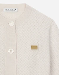 Basketweave-stitch knit cardigan