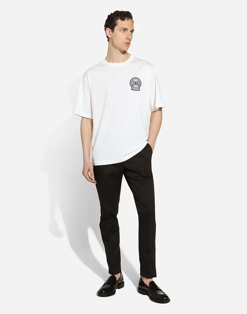 Cotton T-shirt with logo embroidery print