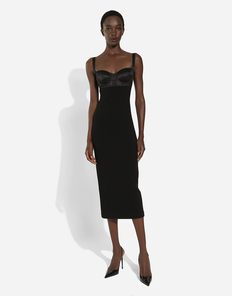 Jersey midi dress with corset-style bra top