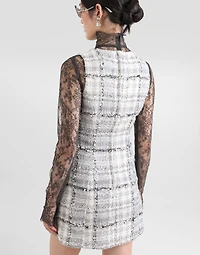 Lurex raschel tweed A-line minidress with DG-branded buttons