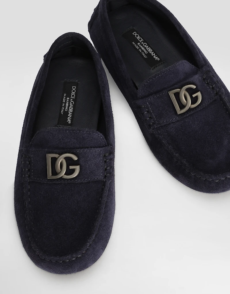 Split leather loafers with DG logo