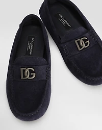 Split leather loafers with DG logo