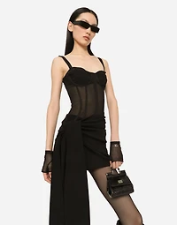 Short Milano rib jersey dress with corset detailing