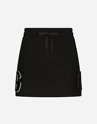 Jersey miniskirt with logo patch