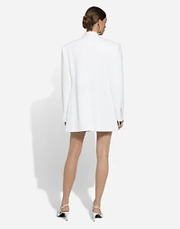 Single-breasted cotton raschel tweed jacket