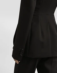 Double-breasted wool gabardine tuxedo jacket