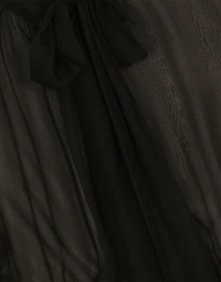 Short silk chiffon pussy-bow blouse