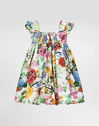 Poplin dress with floral print
