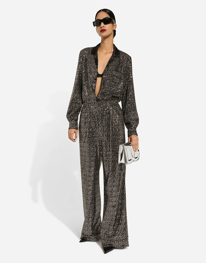 Sequined pajama pants