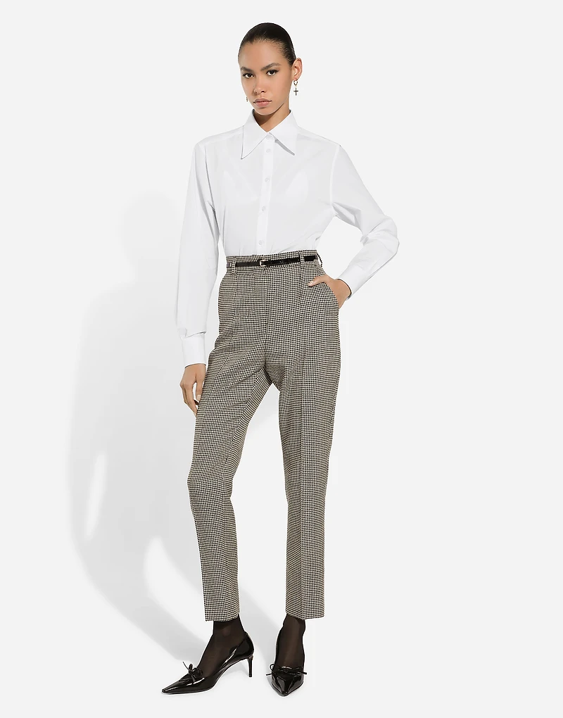 Tailored wool houndstooth pants