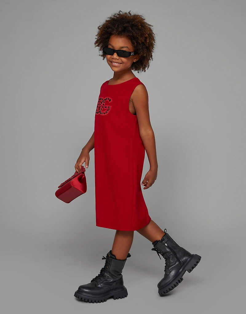 Sleeveless cady dress with DG patch