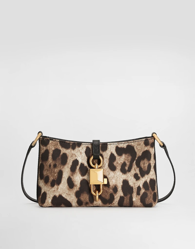 Leopard-print lock shoulder bag