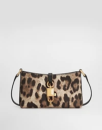 Leopard-print lock shoulder bag